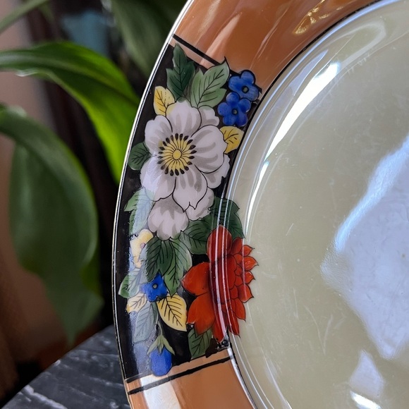 Antique Noritake Morimura Peach Lusterware Floral Handled Dish Japanese 1910’s - Picture 3 of 10